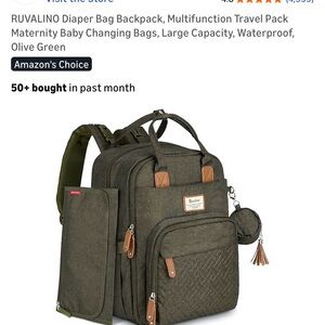 RUVALINO Olive Green Baby Bag Backpack